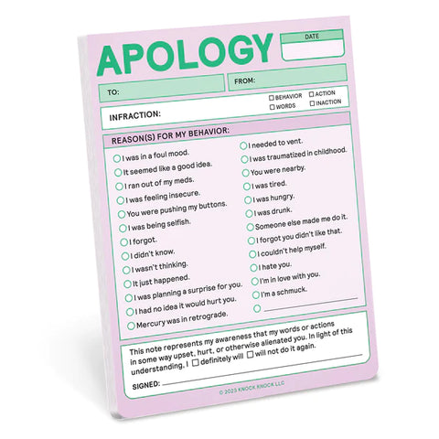 Apology Nifty Notes Apology Nifty Notes