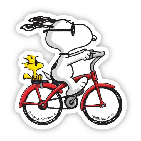 Peanuts Snoopy Riding a Bicycle Sticker Peanuts Snoopy Riding a Bicycle Sticker
