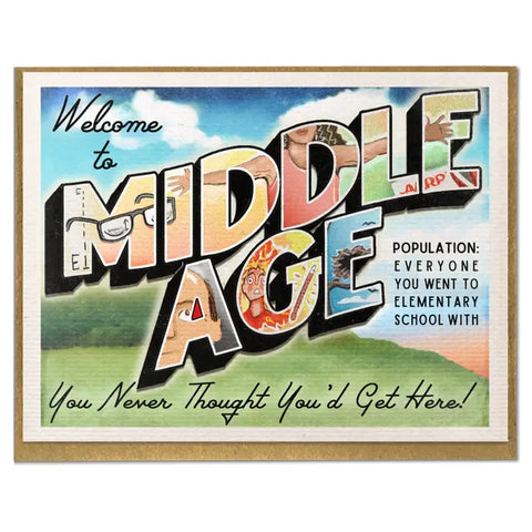Welcome To Middle Age Birthday Card Welcome To Middle Age Birthday Card