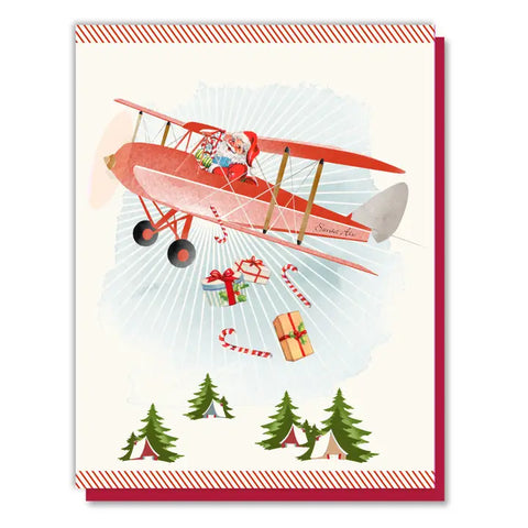 Santa in Biplane Christmas Card Santa in Biplane Christmas Card