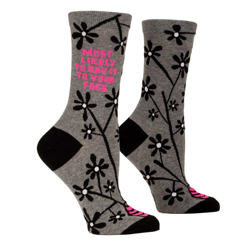 Women's Crew Socks - Say it To Your Face Women's Crew Socks - Say it To Your Face