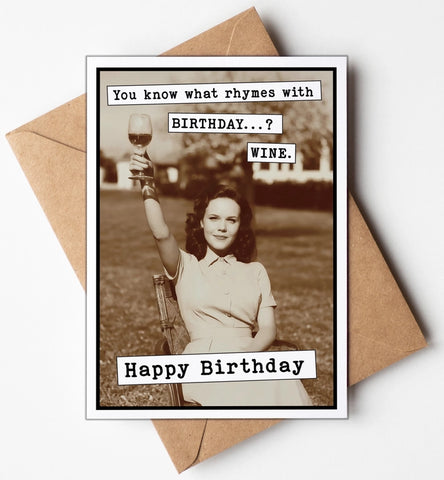Rhymes with Wine Birthday Card Rhymes with Wine Birthday Card