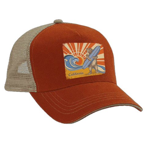 CA Surf Bear Trucker Cap - Orange CA Surf Bear Trucker Cap - Orange