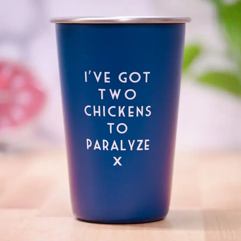 Two Chickens Pint Glass - Blue Two Chickens Pint Glass - Blue