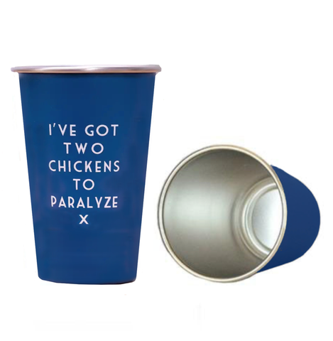 Two Chickens Pint Glass - Blue Two Chickens Pint Glass - Blue