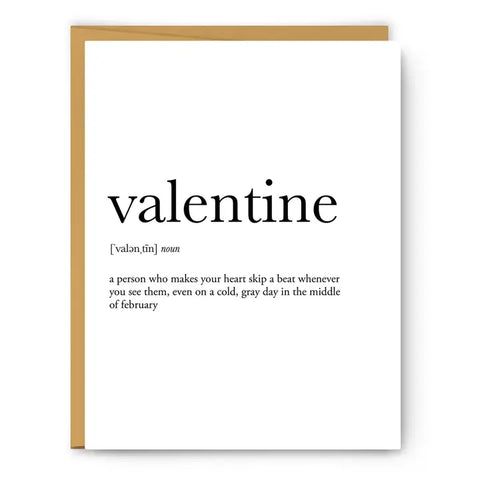 Valentine Definition Card Valentine Definition Card