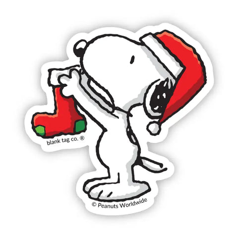 Peanuts Santa Snoopy with Stocking Sticker Peanuts Santa Snoopy with Stocking Sticker