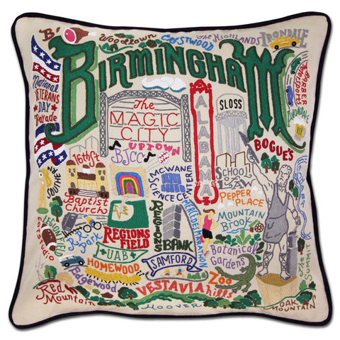 Birmingham Hand- Emroidered Pillow Birmingham Hand- Emroidered Pillow