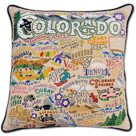 State of Colorado Hand-Embroidered Pillow State of Colorado Hand-Embroidered Pillow