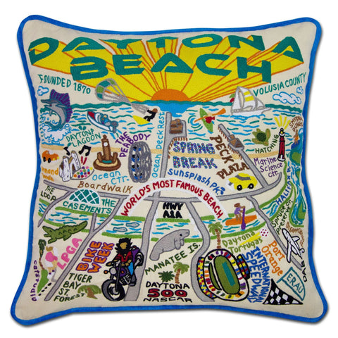 Daytona Beach Hand- Embroidered Pillow Daytona Beach Hand- Embroidered Pillow