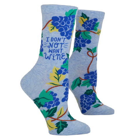 Women's Crew Socks - Don't Not Want Wine Women's Crew Socks - Don't Not Want Wine