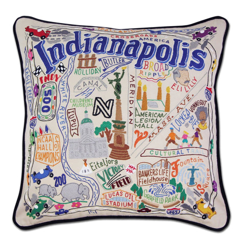 Indianapolis Hand- Embroidered Pillow Indianapolis Hand- Embroidered Pillow