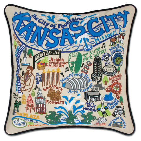 Kansas City Hand- Embroidered Pillow Kansas City Hand- Embroidered Pillow