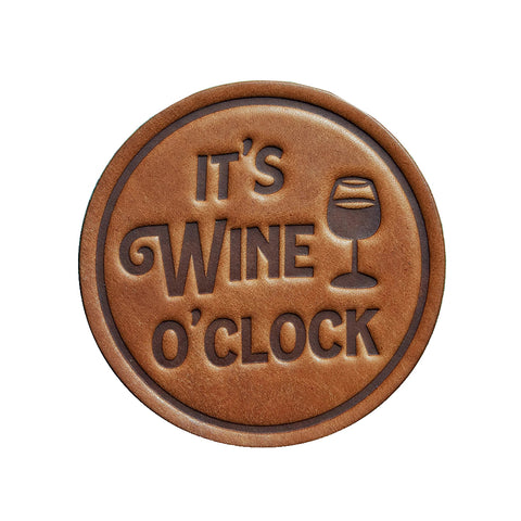 It's Wine O'Clock Leather Coaster