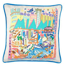Miami Hand-Embroidered Pillow Miami Hand-Embroidered Pillow