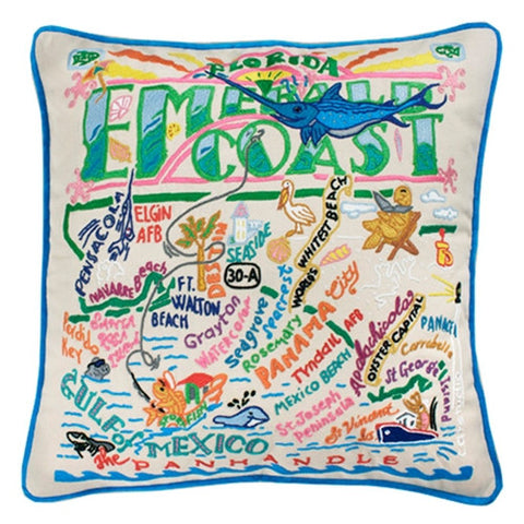 Emerald Coast Hand-Embroidered Pillow Emerald Coast Hand-Embroidered Pillow
