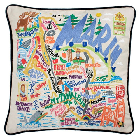 Marin County Hand-Embroidered Pillow Marin County Hand-Embroidered Pillow