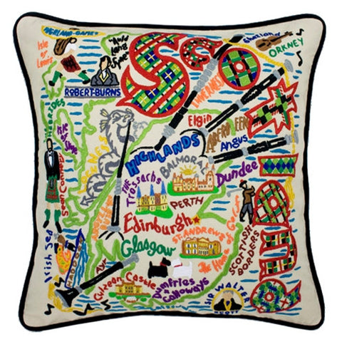 Scotland Hand-Embroidered Pillow Scotland Hand-Embroidered Pillow