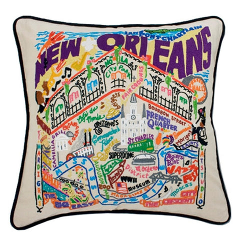 New Orleans Hand-Embroidered Pillow New Orleans Hand-Embroidered Pillow
