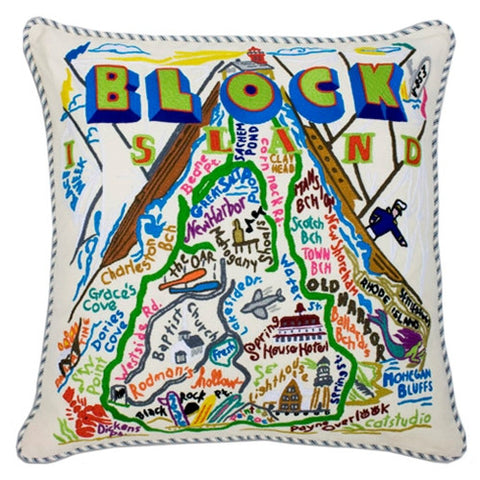 Block Island Hand-Embroidered Pillow Block Island Hand-Embroidered Pillow