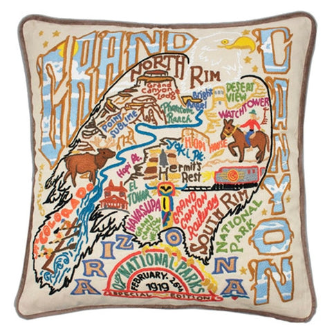 Grand Canyon Hand-Embroidered Pillow Grand Canyon Hand-Embroidered Pillow