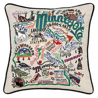State of Minnesota Hand-Embroidered Pillow State of Minnesota Hand-Embroidered Pillow