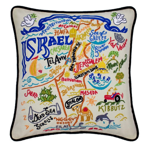 Israel Hand-Embroidered Pillow Israel Hand-Embroidered Pillow