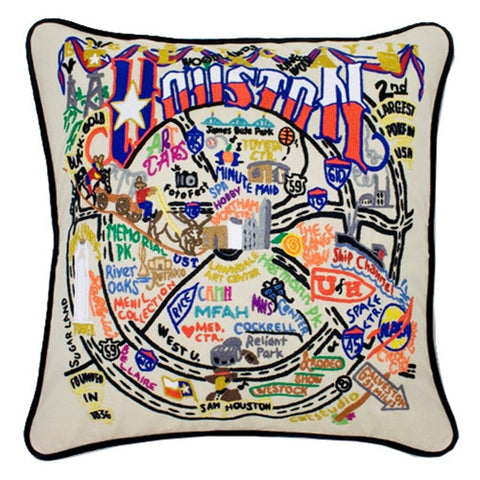 Houston Hand-Embroidered Pillow Houston Hand-Embroidered Pillow