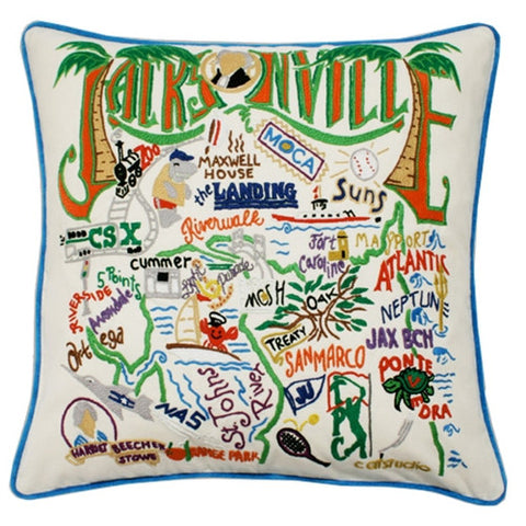 Jacksonville Hand-Embroidered Pillow Jacksonville Hand-Embroidered Pillow