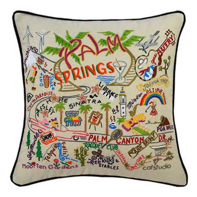 Palm Springs Hand-Embroidered Pillow Palm Springs Hand-Embroidered Pillow