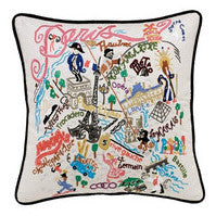 Paris Hand-Embroidered Pillow Paris Hand-Embroidered Pillow