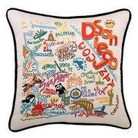 San Diego Hand-Embroidered Pillow San Diego Hand-Embroidered Pillow