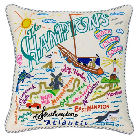 Hamptons Hand-Embroidered Pillow Hamptons Hand-Embroidered Pillow