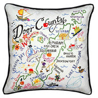 Door County Hand-Embroidered Pillow Door County Hand-Embroidered Pillow