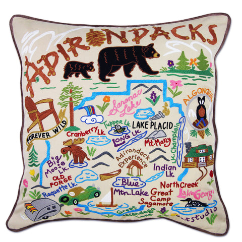 Adirondacks Hand-Embroidered Pillow Adirondacks Hand-Embroidered Pillow