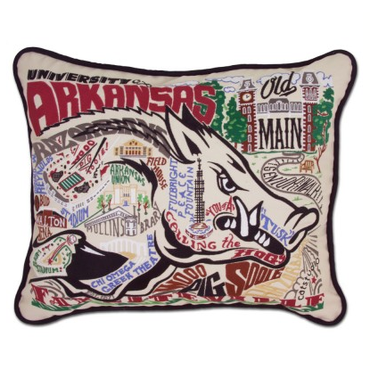 University of Arkansas Collegiate Embroidered Pillow