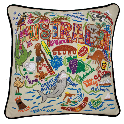 Australia Hand-Embroidered Pillow Australia Hand-Embroidered Pillow