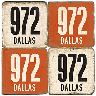 Dallas Area Code 972 Drink Coasters Dallas Area Code 972 Drink Coasters