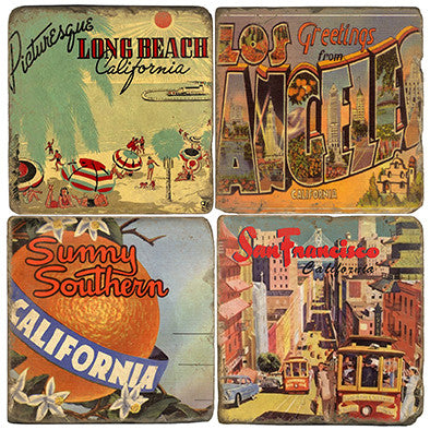 Vintage California Drink Coasters Vintage California Drink Coasters