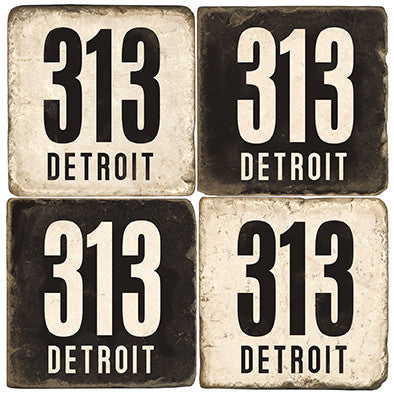 Detroit Area Code 313 Drink Coasters Detroit Area Code 313 Drink Coasters