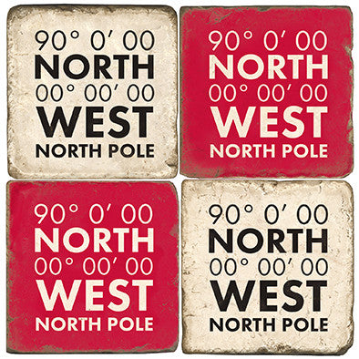 North Pole Coordinates Drink Coasters North Pole Coordinates Drink Coasters