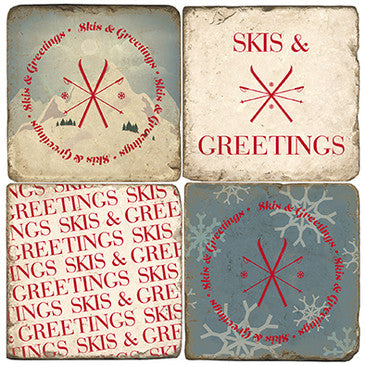 Skis & Greetings Drink Coasters Skis & Greetings Drink Coasters