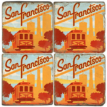 San Francisco Cable Car Drink Coasters San Francisco Cable Car Drink Coasters