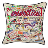 State of Connecticut Hand-Embroidered Pillow
