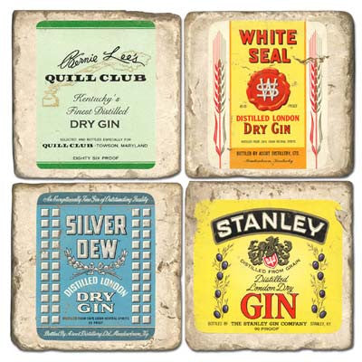 Gin Label Drink Coasters Gin Label Drink Coasters