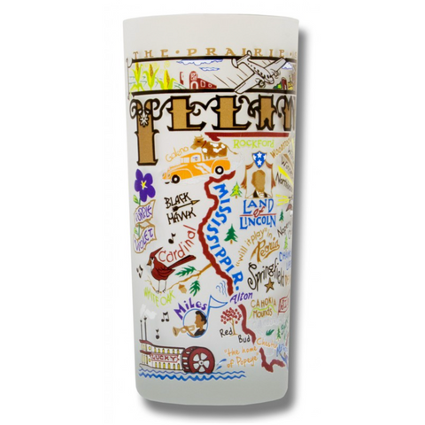 State of Illinois Frosted Glass Tumbler State of Illinois Frosted Glass Tumbler