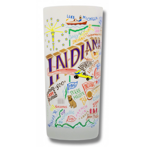 State of Indiana Frosted Glass Tumbler State of Indiana Frosted Glass Tumbler