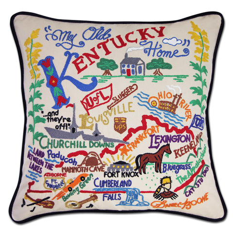 State of Kentucky Hand-Embroidered Pillow State of Kentucky Hand-Embroidered Pillow