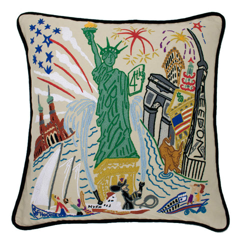 Lady Liberty Hand-Embroidered Pillow Lady Liberty Hand-Embroidered Pillow