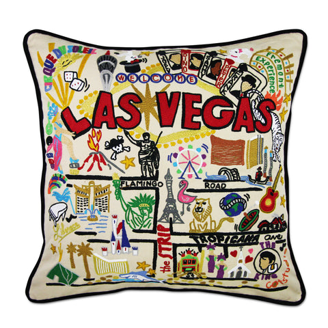 Las Vegas Hand-Embroidered Pillow Las Vegas Hand-Embroidered Pillow